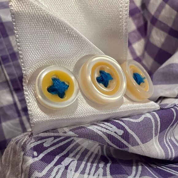 Robert Graham Purple Window Pane Short Sleeve Button Down Shirt Size M - Picture 9 of 10